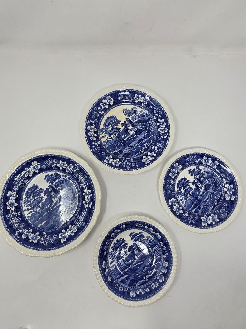 Antique Copeland Spode Blue Tower Tablewear Lot Of 4 Pieces 1 Flaw/chip